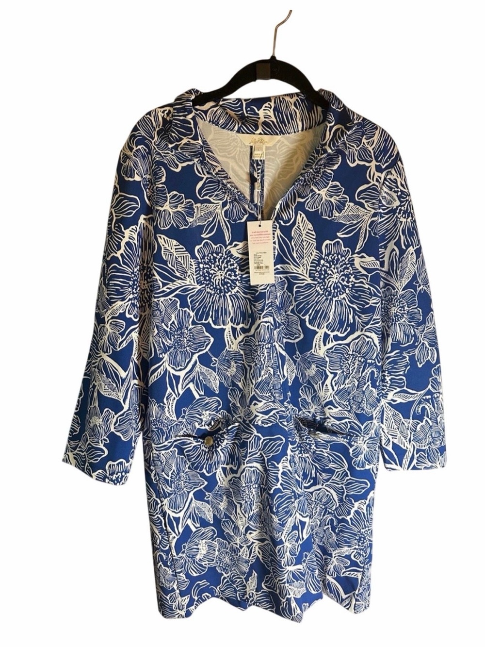 Lilly Pulitzer Blue & White Floral Hooded Tunic